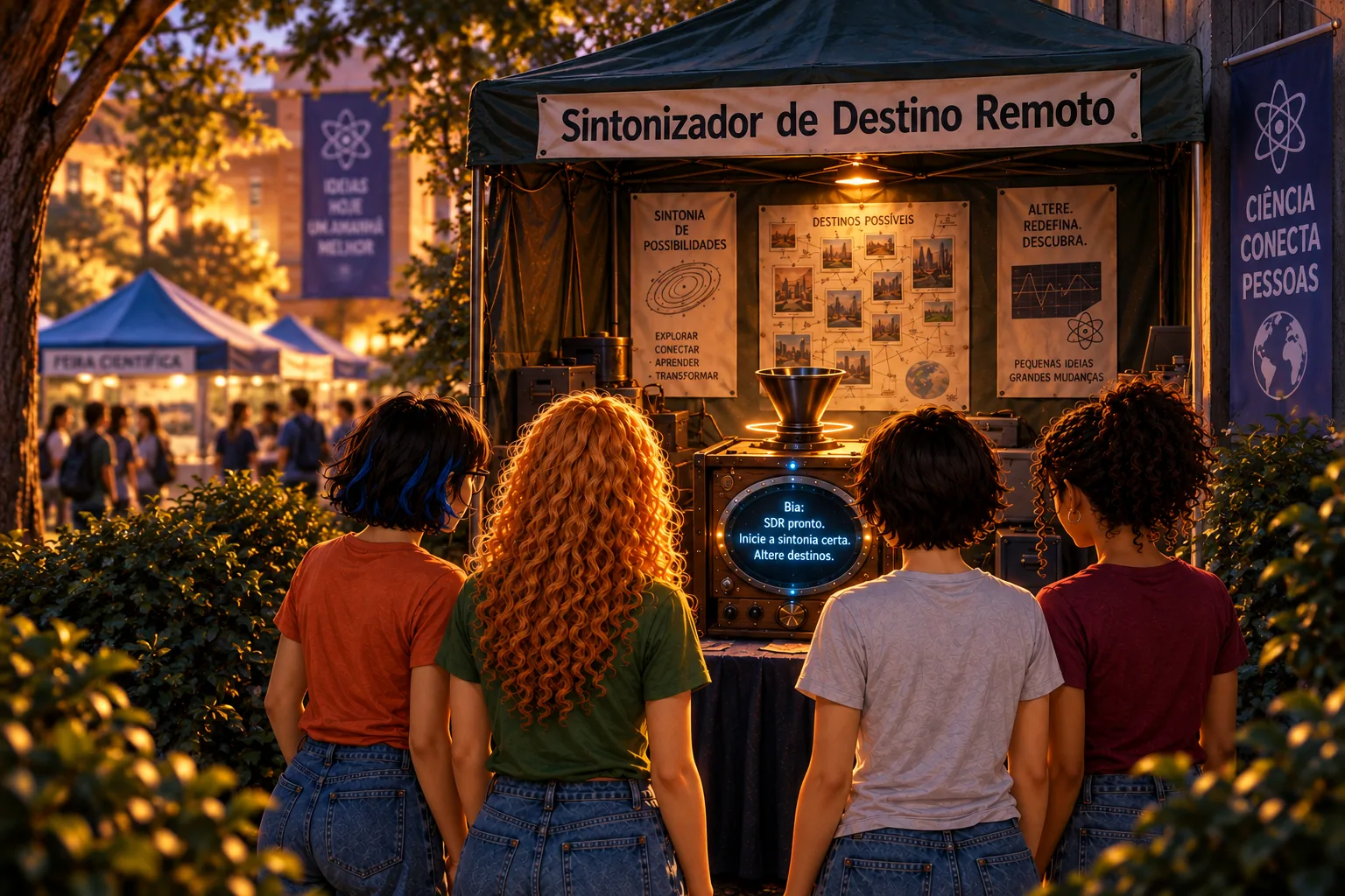 A tela do SDR piscando a mensagem gravada para Bia