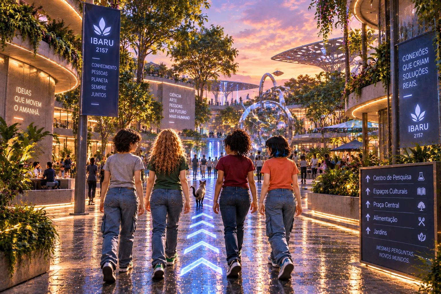 Caminhando pela cidade futurista e a história do pai de Bia
