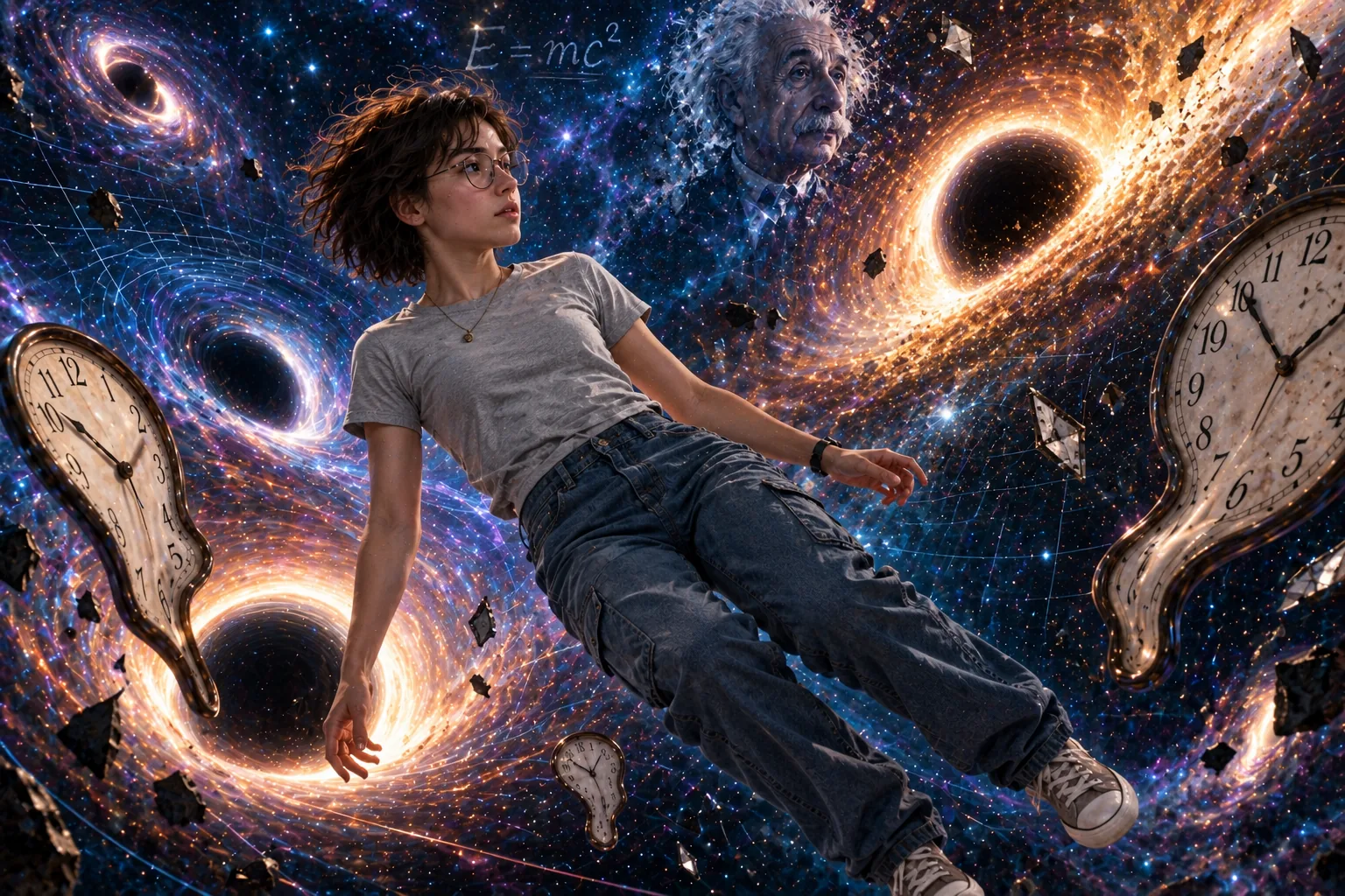 Bia diante de Einstein no espaço sideral